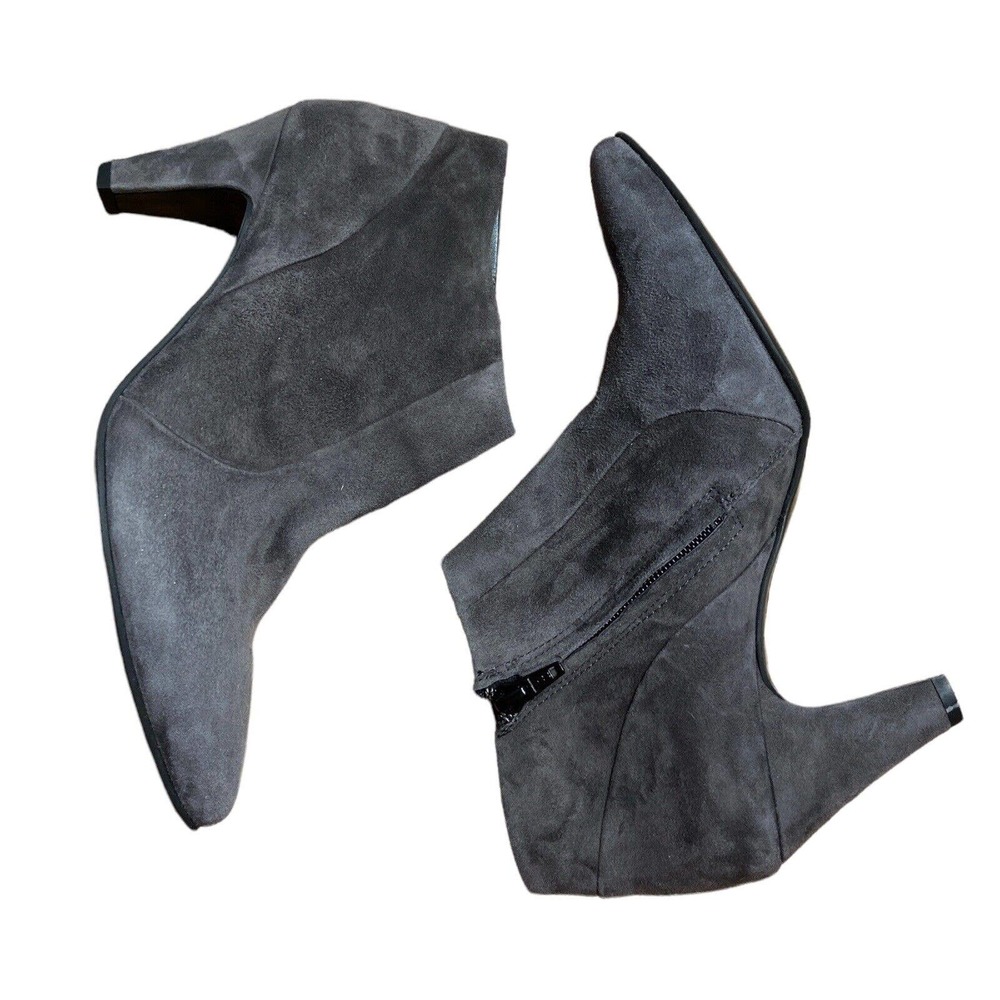 Paul Green Gray Heeled Ankle Boots Suede Side zipper UK Size 6.5 (US 9)